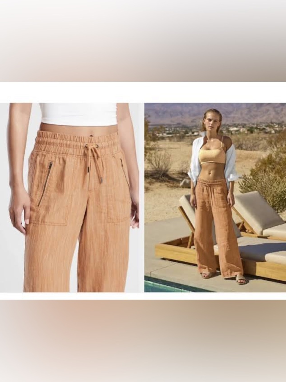 Athleta Cabo Linen wide leg pants tall